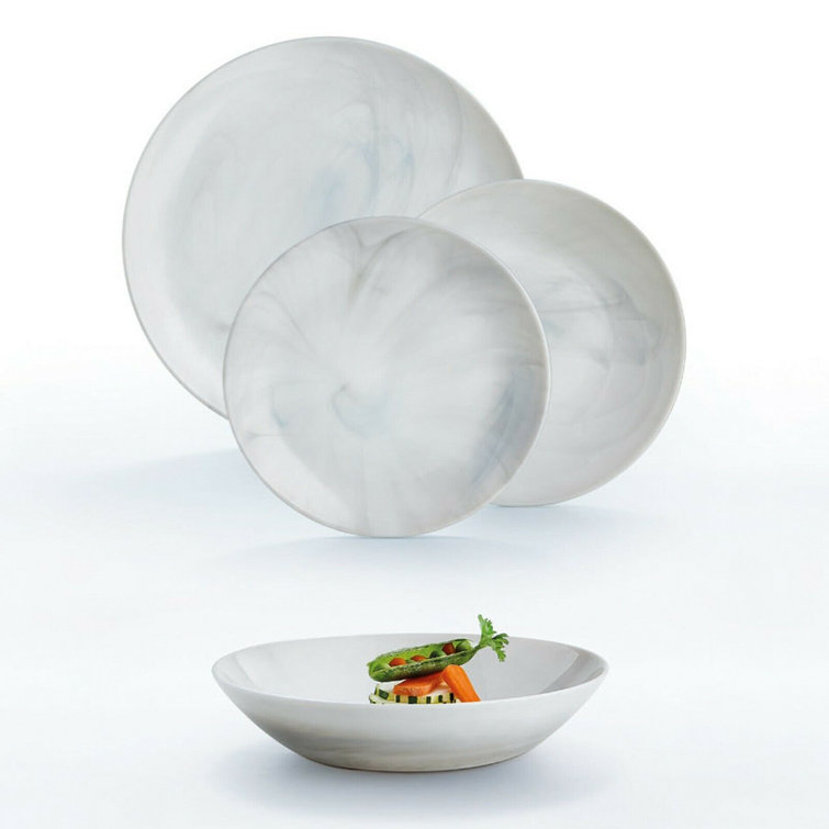 Metro Lane Kirtland Tempered Glass Dinnerware Set of 18 & Reviews